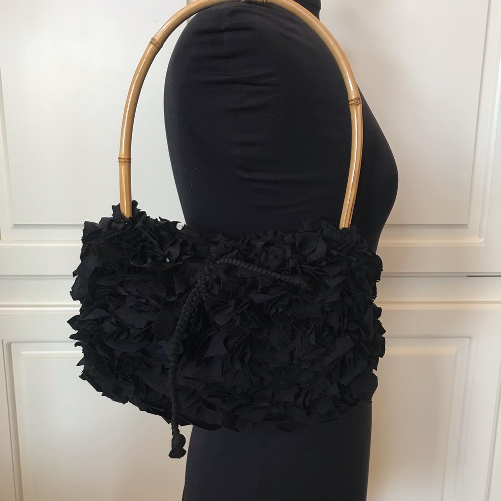 Bamboo Handled Handmade Black Shoulder Bag